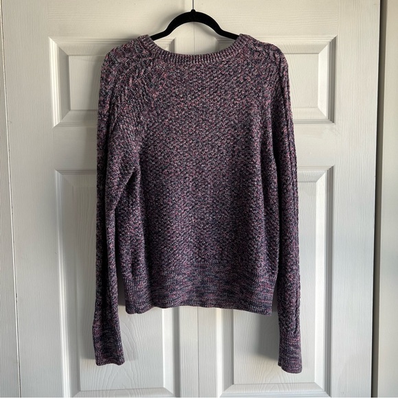 GAP Marled Cable Knit Sweater Purple Blue Cotton Lagenlook Office Teacher Preppy - Picture 6 of 6